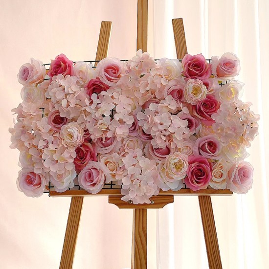 40x60 Artificial Flower Wall Panel Silk Rose Flowers 3D Backdrop Wall for Wedding Decoration